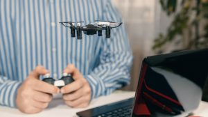 beginner drone flying from desk